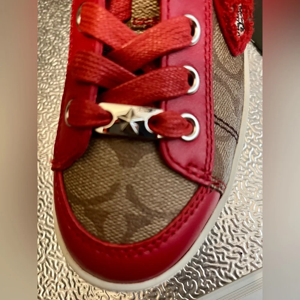 Coach Red and Brown Porter Sneakers - Picture 6 of 11